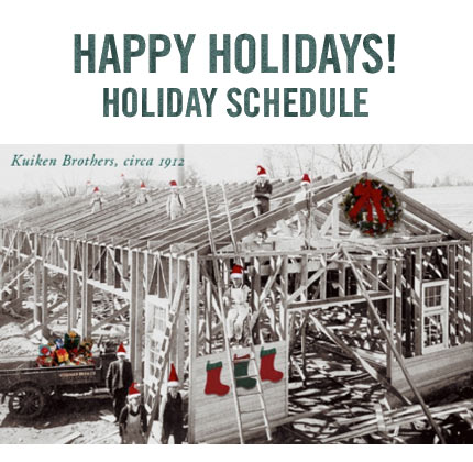 Happy Holidays! Holiday schedule