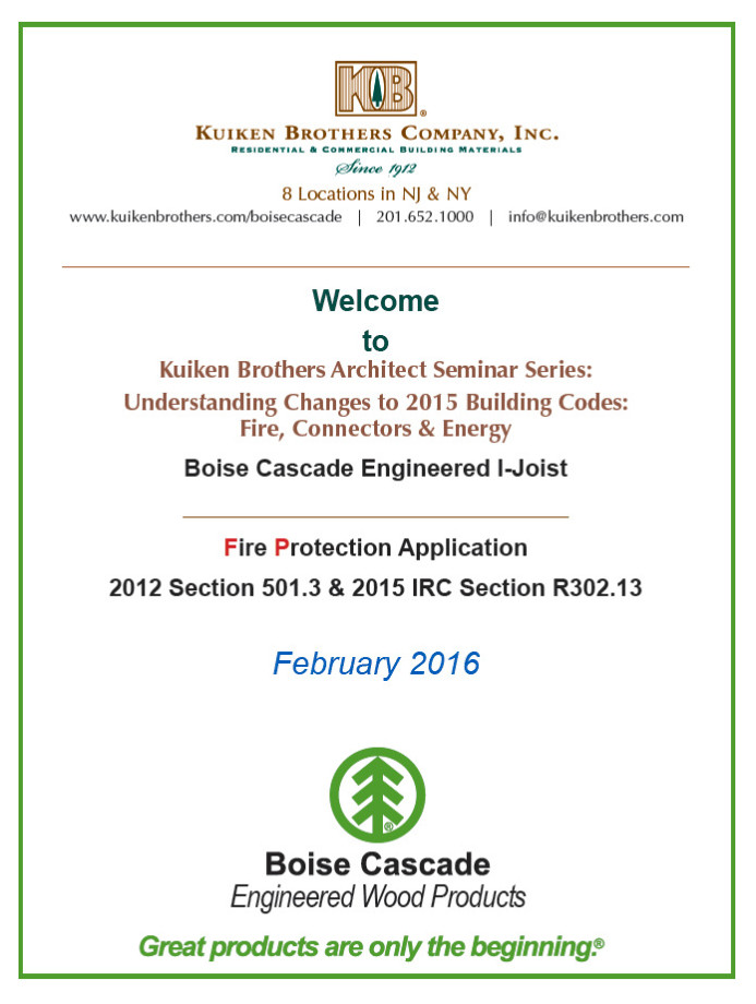 Kuiken Brothers Boise Cascade APA I Joist Fire Protection Application