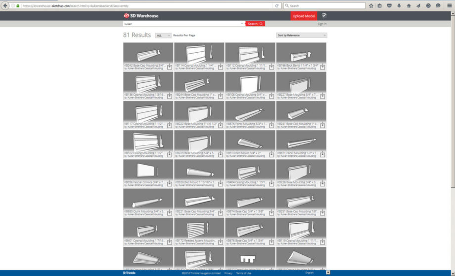 Kuiken Brothers Classical Moulding Profiles available for SketchUp 3D Warehouse2