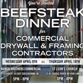 Beefsteak Dinner for Commercial Drywall & Framing Contractors April 9-10, 2014